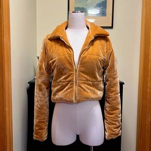 Winter Orange Crop Puffy Jacket